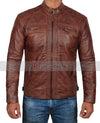 Brown Distressed Lambskin Leather Jacket