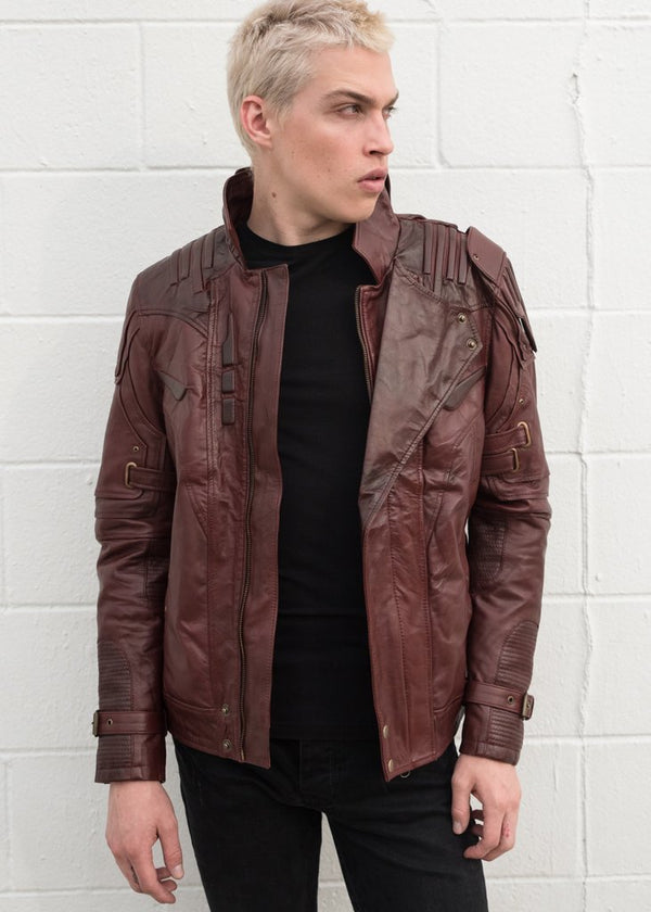 Men's Star Lord Guardians of The Galaxy Red Leather Jacket