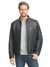 Leather Jacket w/ Chest Zipper Black