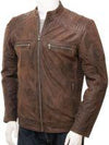 Men's Brown Leather Biker Jacket: Knowstone