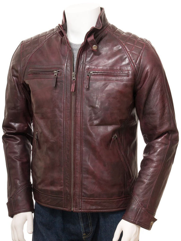 Men's Oxblood Leather Biker Jacket: Sibiu