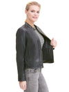 Women's Faux Leather Front Zip Jacket