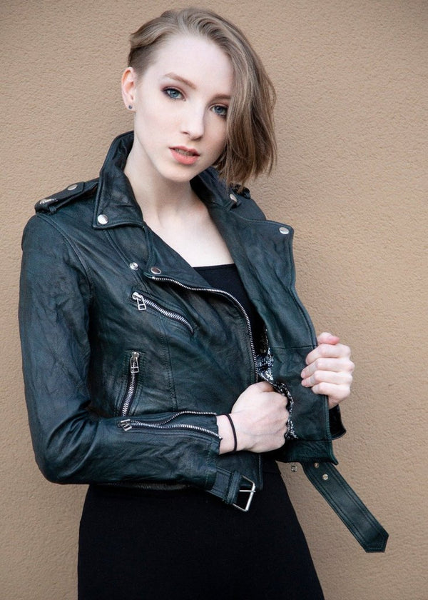 Womens Riverdale Inspired Southside Serpents Leather Motorcycle Jacket Black