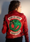 Womens Riverdale Inspired Southside Serpents Leather Motorcycle Jacket Red