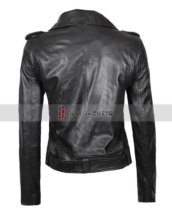 Womens Black Motorcycle Style Jacket