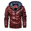 Men's PU Leather Jacket Men Motorcycle Hood Winter Coat Man Warm Casual Leather Jackets